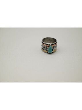 NWOT Josslyn Teardrop Natural Stone Ring Silver Gold Tone Turquoise Boho